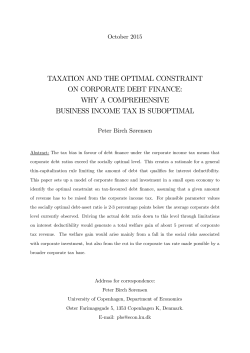 taxation and the optimal constraint on corporate debt finance