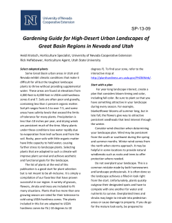 Gardening Guide for High-Desert Urban Landscapes of Great Basin