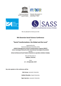 9th Slovenian Social Science Conference on
