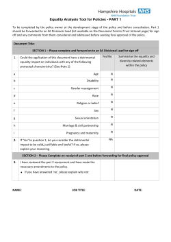 Equality Analysis template for Foundation Trust policies