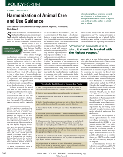 Harmonization of Animal Care and Use Guidance