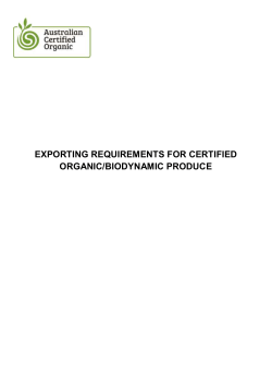 exporting requirements for certified organic/biodynamic produce