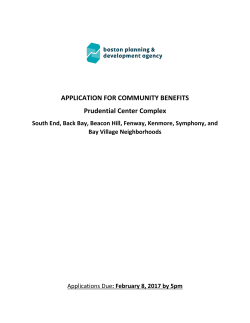 APPLICATION FOR COMMUNITY BENEFITS Prudential Center