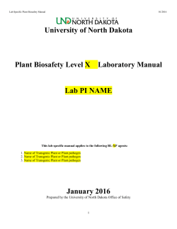 Plant Biosafety Lab Manual - University of North Dakota
