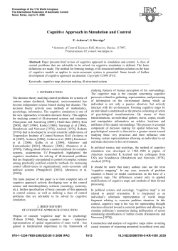 Cognitive Approach in Simulation and Control