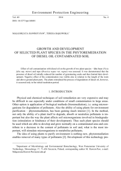 Growth and development of selected plant species in the