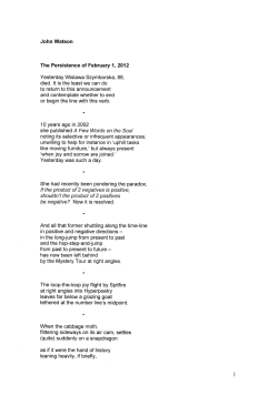 John Watson The Persistence of February 1,2012