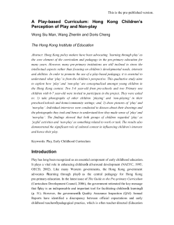 A Play-based Curriculum - EdUHK Research Repository