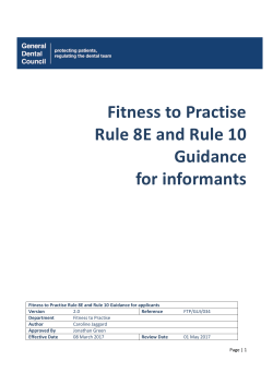 Fitness to Practise Rule 8E and Rule 10 Guidance for informants