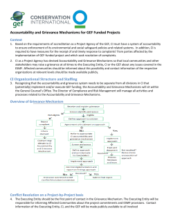 Accountability and Grievance Mechanisms for GEF Funded Projects