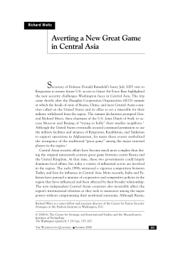 Averting a New Great Game in Central Asia
