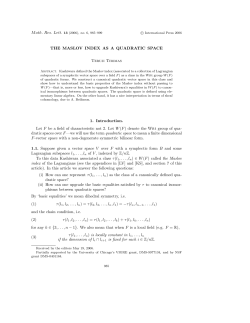 THE MASLOV INDEX AS A QUADRATIC SPACE Teruji Thomas 1
