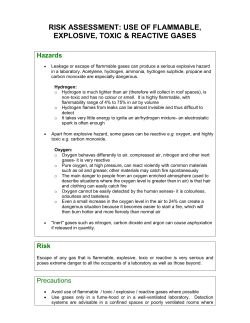 RISK ASSESSMENT: USE OF FLAMMABLE, EXPLOSIVE AND