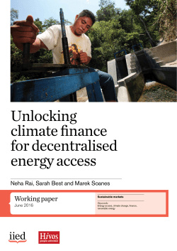 Unlocking climate finance for decentralised energy access
