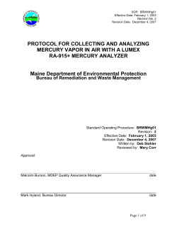 Protocol For Collecting And Analyzing Mercury Vapor In Air With A