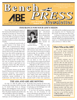 INSURANCE FOR YOUR LIFE`S NEEDS THE ABA AND ABE ARE