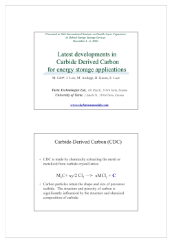 Performance of Supercapacitors Based on Carbide Derived SkeletonC