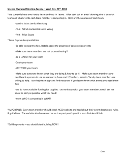 Science Olympiad Meeting Agenda &ndash; Wed. Oct. 26th, 2011 *We