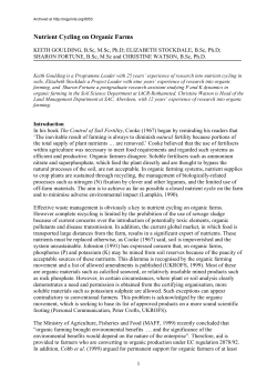 NUTRIENT CYCLING ON ORGANIC FARMS