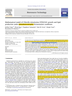 Mathematical model of Chlorella minutissima UTEX2341 growth and