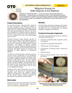 Mitigation Strategy for Sulfur Deposits in Gas Pipelines