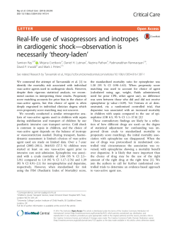 Real-life use of vasopressors and inotropes in cardiogenic shock