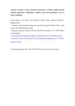 Seasonal variations of gene expression biomarkers in Mytilus
