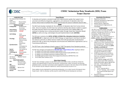 CDISC Submission Data Standards (SDS) Team Team Charter