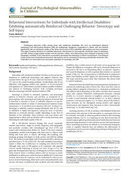 Behavioral Interventions for Individuals with Intellectual Disabilities