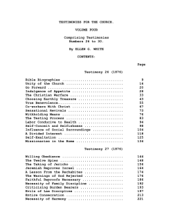 TESTIMONIES FOR THE CHURCH. VOLUME FOUR Comprising