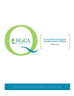 Provincial Plan for Integrated Laboratory Services in