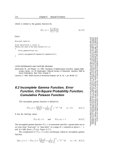 6.2 Incomplete Gamma Function, Error Function, Chi