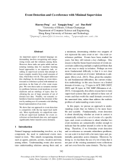 Event Detection and Co-reference with Minimal Supervision