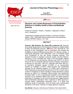 JEPonline Glycemic and Lactate Responses of Oral Hydration