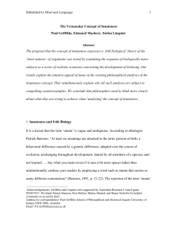 Submitted to Mind and Language 1 The Vernacular - Philsci