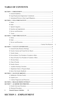 TABLE OF CONTENTS SECTION 1 &ndash; EMPLOYMENT