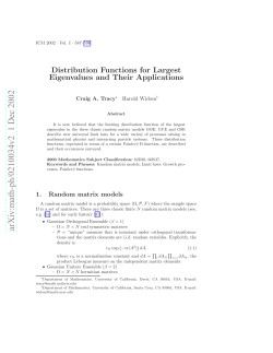 Distribution functions for largest eigenvalues and their applications