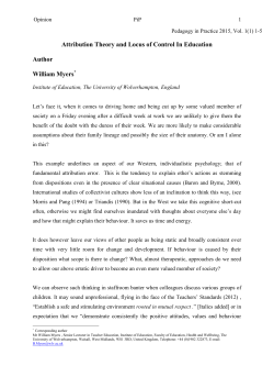 Attribution Theory and Locus of Control In Education