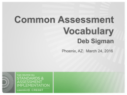 Common Assessment Vocabulary - Center on Standards and