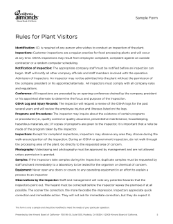 Rules for Plant Visitors - Almond Board of California