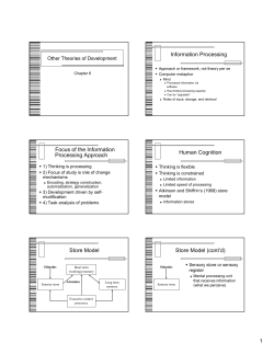 1 Information Processing Focus of the Information Processing