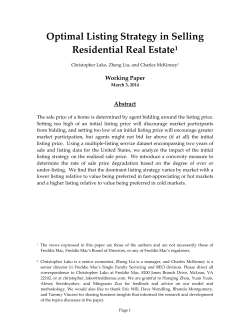 Optimal Listing Strategy in Selling Residential Real