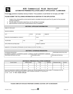 ACE Westchester Premises Pollution Application