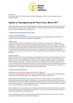 Update on Strengthening the Plant Clock, March 2017
