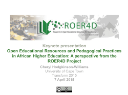 7 April 2015 Keynote presentation Open Educational Resources