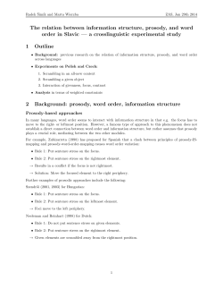 The relation between information structure, prosody, and word order