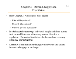 Chapter 3: Demand, Supply, and Market Equilibrium