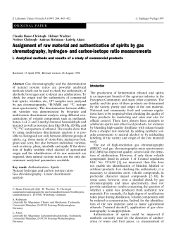 Assignment of raw material and authentication of spirits by gas