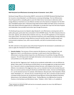 NEEP Comments- Maryland Cost-Effectiveness Screening Version 6