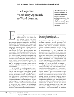 The Cognitive Vocabulary Approach to Word Learning